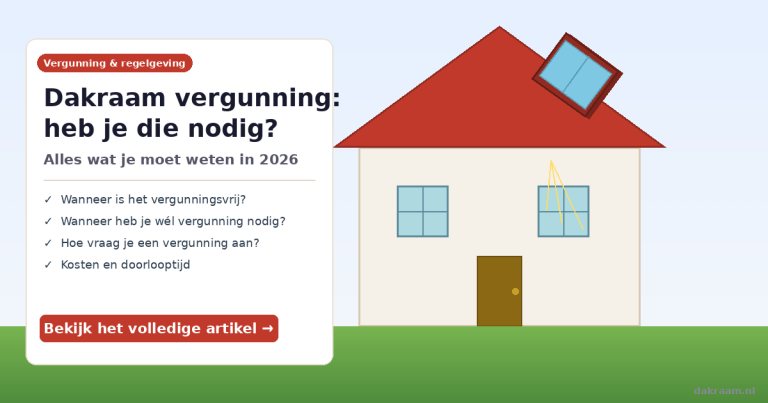 Illustratie van een huis met dakraam – vergunning nodig of niet? Alles over dakraam vergunning 2026